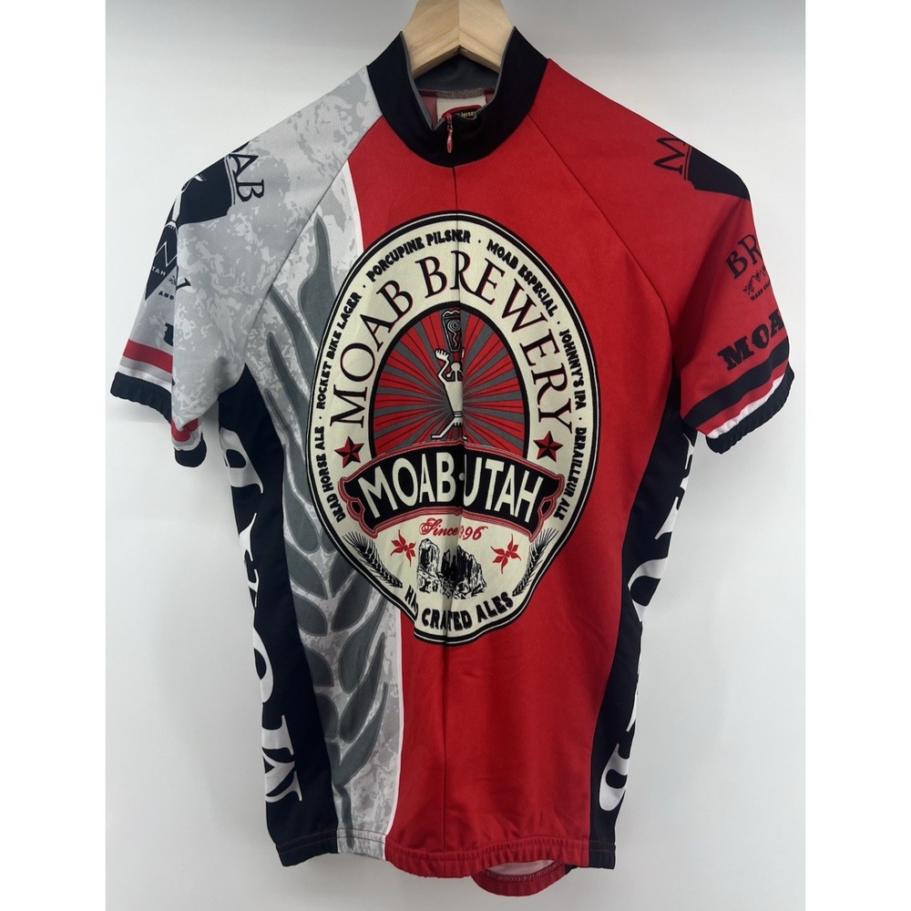 World Jerseys Cycling Jersey Mens Small 3/4 Zip Moab Brewery Multicolor S/S